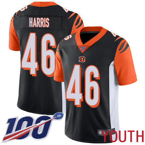 Cincinnati Bengals Limited Black Youth Clark Harris Home Jersey NFL Footballl #46 100th Season Vapor Untouchable->youth nfl jersey->Youth Jersey